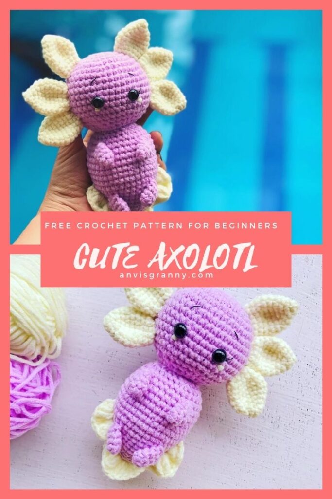 Amazing free crochet beginner pattern for amigurumi axolotl #anvisgranny #crochetpattern #amigurumipatttern #axolotlamigurumi #axolotl #crochetvideo #freepattern #amigurumifree