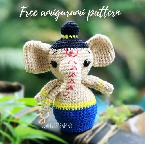 Ganesha free crochet pattern for beginners with video tutorial