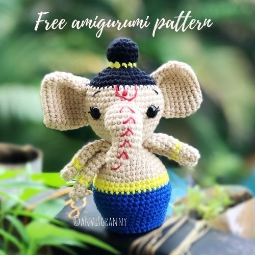 Ganesha free crochet pattern for beginners with video tutorial