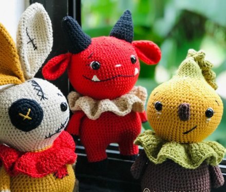 Halloween amigurumi crochet pattern bundle - devil, voodoo bunny, pumpkin doll (4)