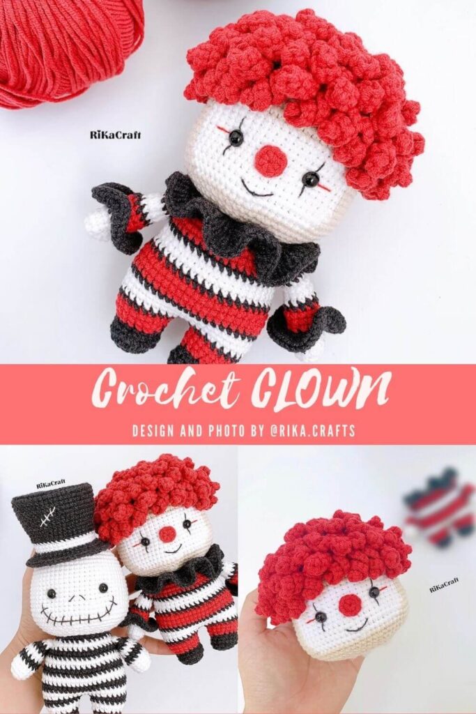 Halloween clown crochet amigurumi pattern