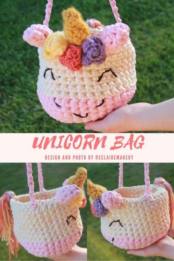 unicorn trick or treat bag crochet pattern for beginners