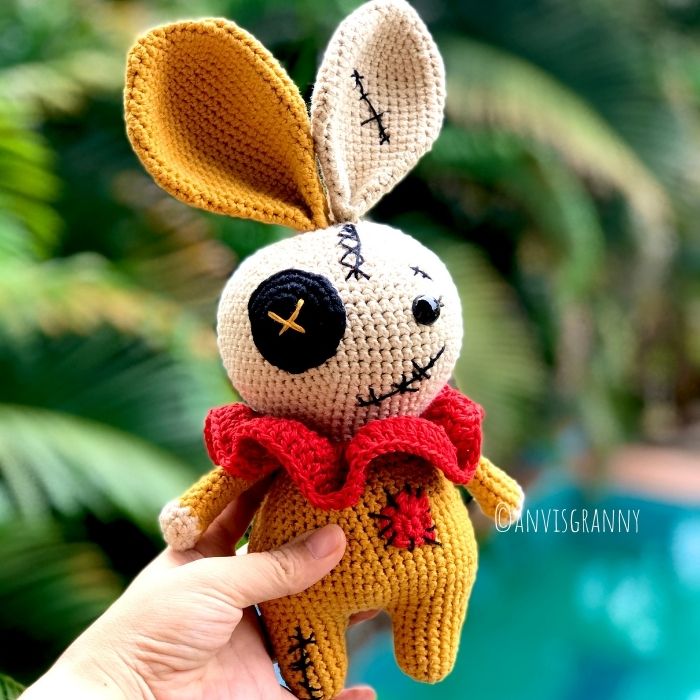 Crochet bunny voodoo amigurumi pattern for Halloween