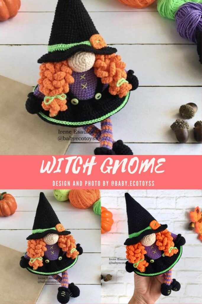 witch gnome amigurumi crochet pattern