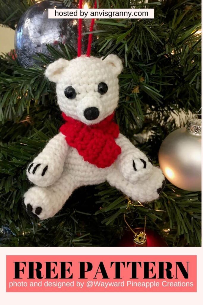 Christmas polar bear amigurumi free pattern for beginners.