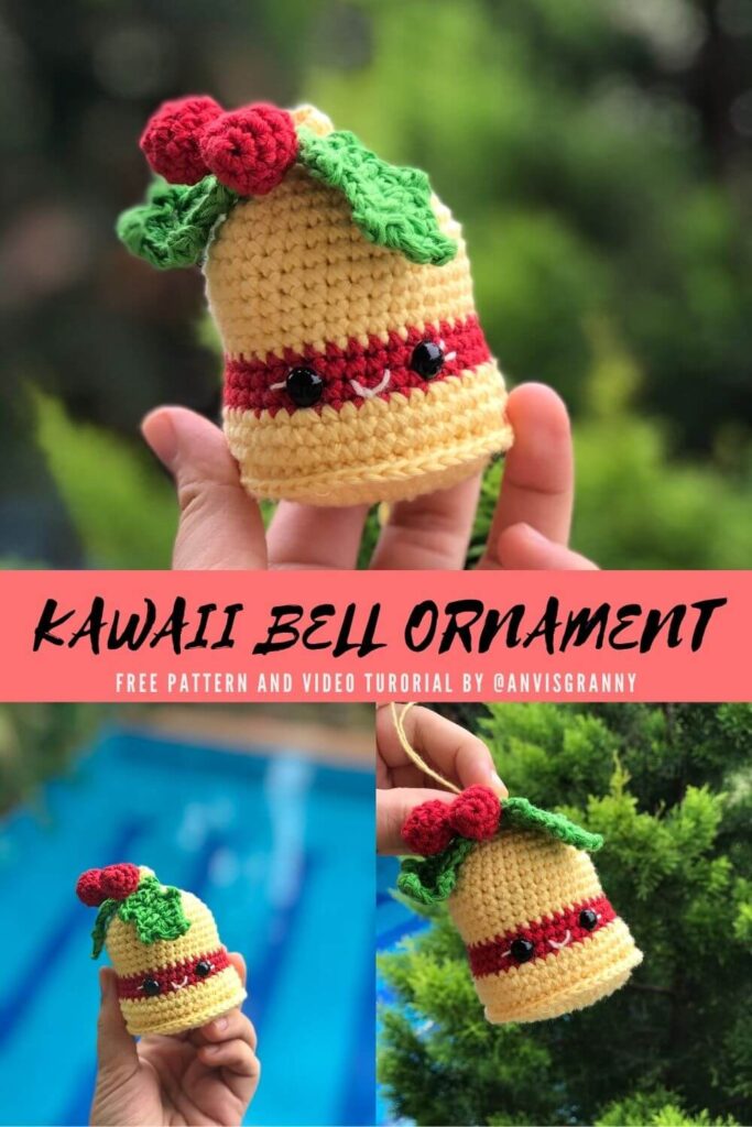 Crochet Christmas bells free pattern and video turotial for beginners