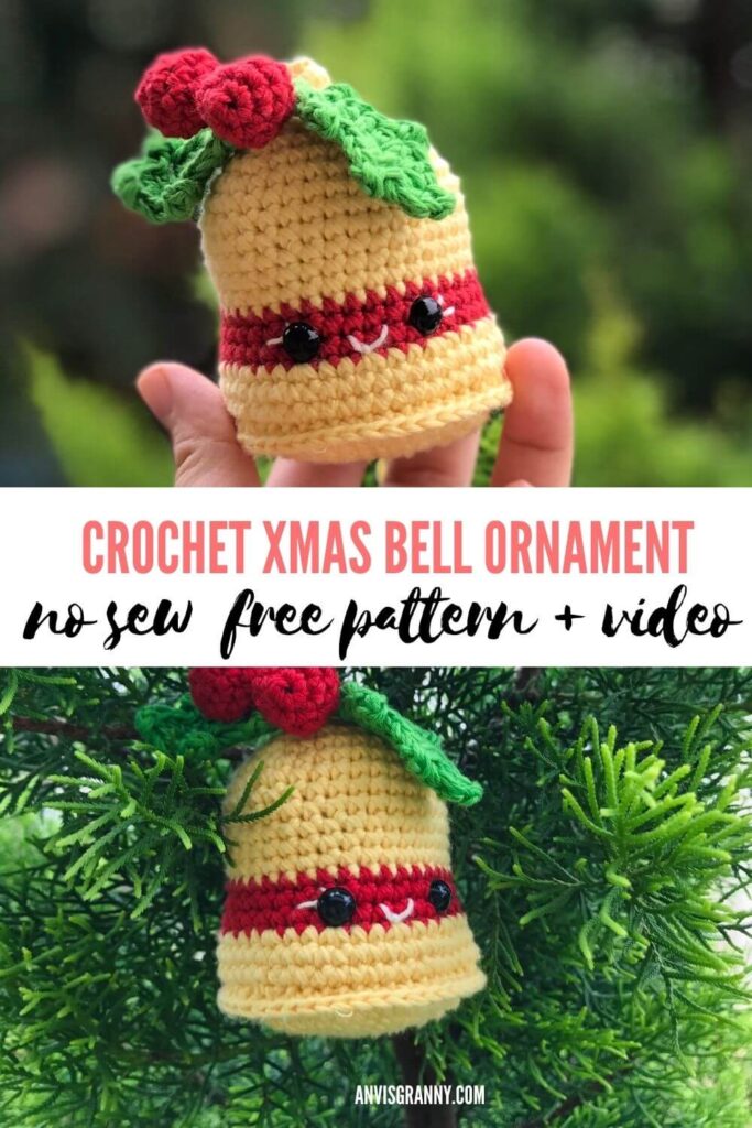 Crochet Christmas bells free pattern and video turotial for beginners