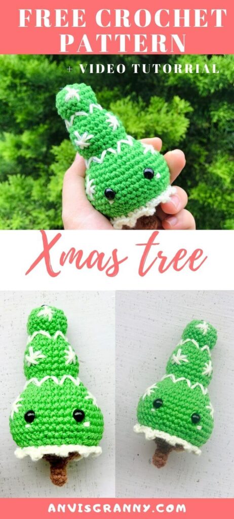 No-sew free amigurumi Christmas tree ornament pattern for beginners