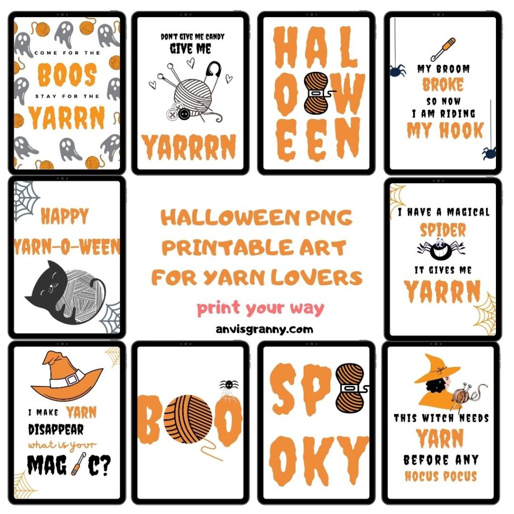 Halloween printable art, Halloween Printable Art &#8211; 10 Unique designs for yarn lovers