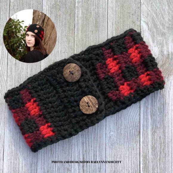 Simply Chic Plaid Ear Warmer free crochet pattern