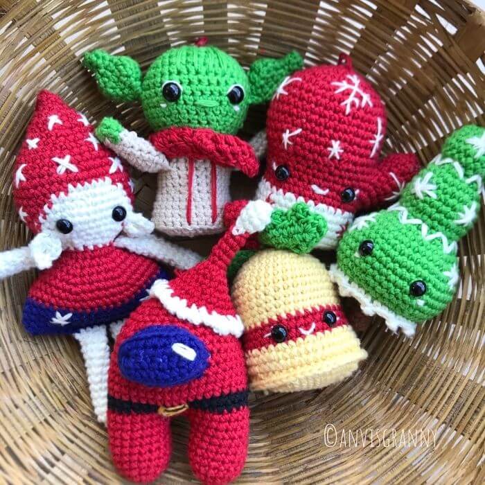 Christmas Among us amigurumi crochet pattern for beginners