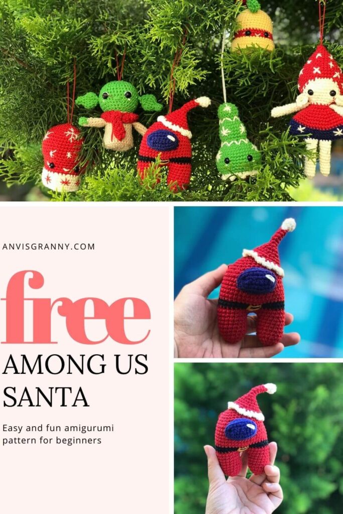 Among us Santa Amigurumi Christmas ornament crochet pattern
