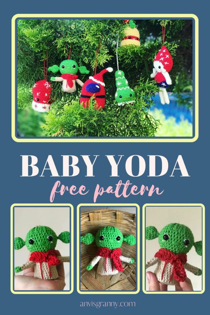 How to crochet a baby Yoda ornament