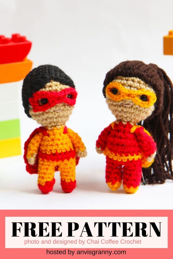 Mini Superhero Dolls amigurumi free crochet pattern