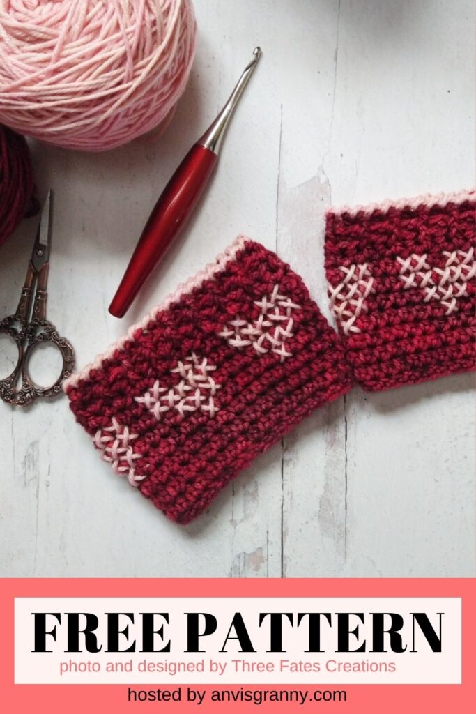 Cross My Heart Boot Cuff free crochet pattern