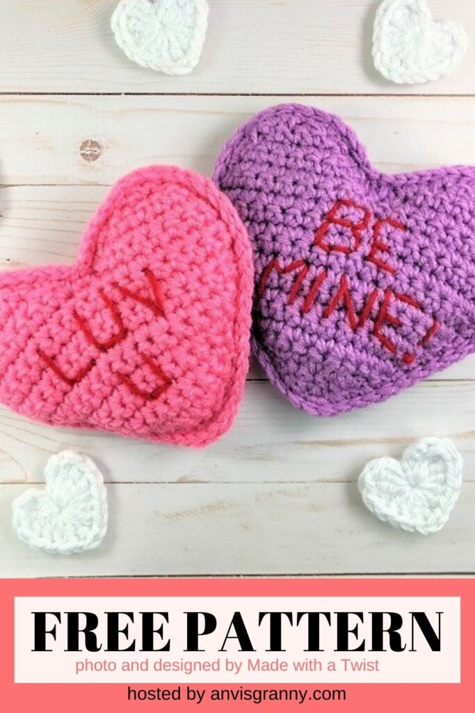 Conversation Heart Pillows free crochet pattern