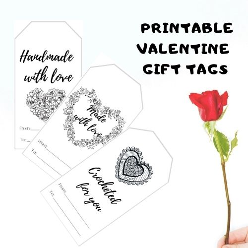 free handmade with love Valentine printable tag for handmade items