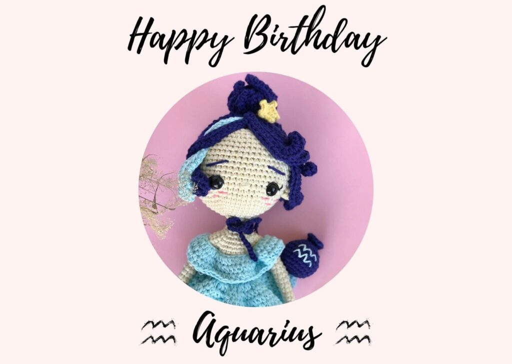 Aquarius Crochet Doll Birthday card