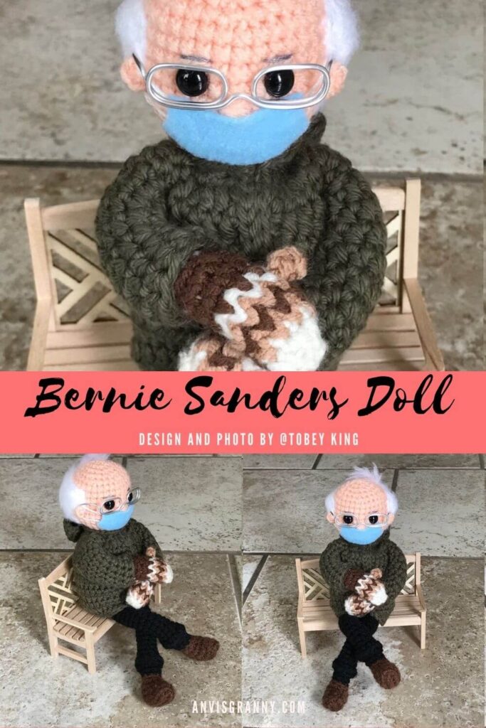 Tobey King's Bernie Mittens crochet doll