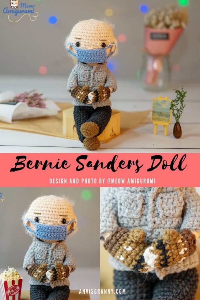 Chibi Bernie crochet doll pattern by meow amigurumi