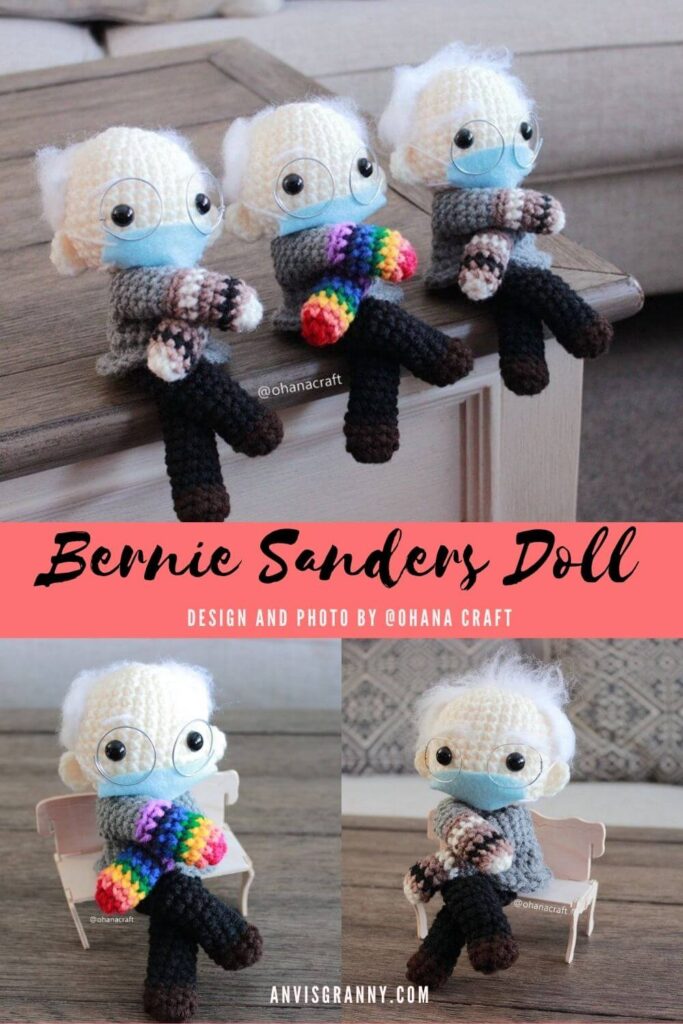 Chibi Bernie Sander mittens amigurumi doll by ohana craft