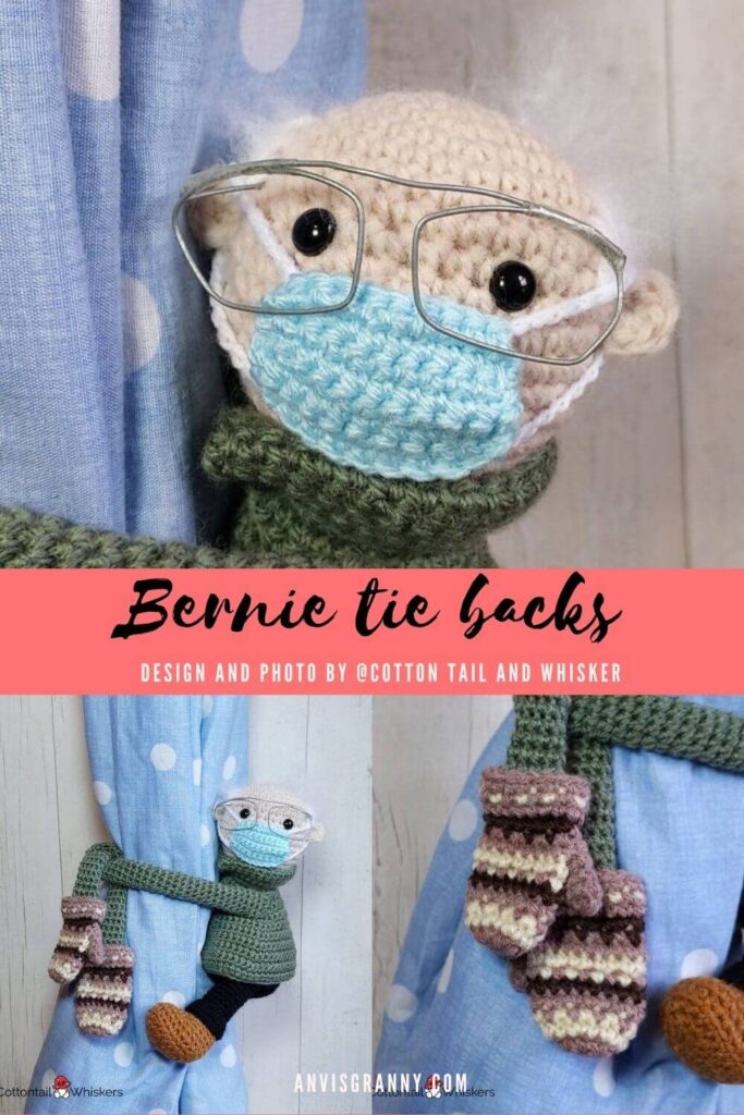 handcrafted bernie sanders mittens crochet tie backs doll