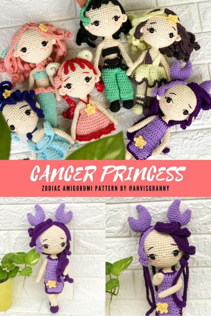 Cancer zodiac amigurumi doll crochet pattern