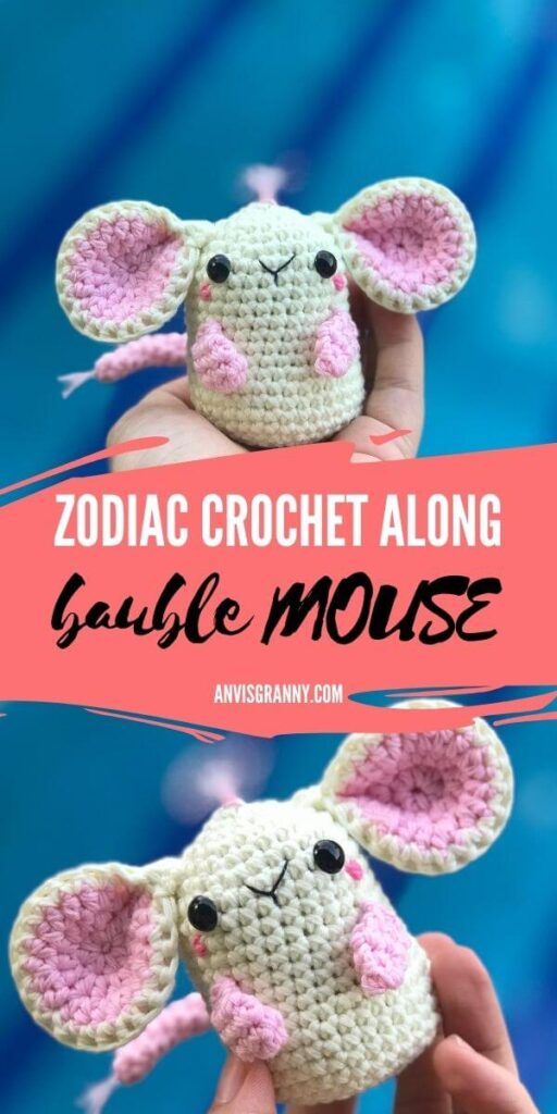 Chinese astrology mouse crochet along - free amigurumi pattern for beginners 