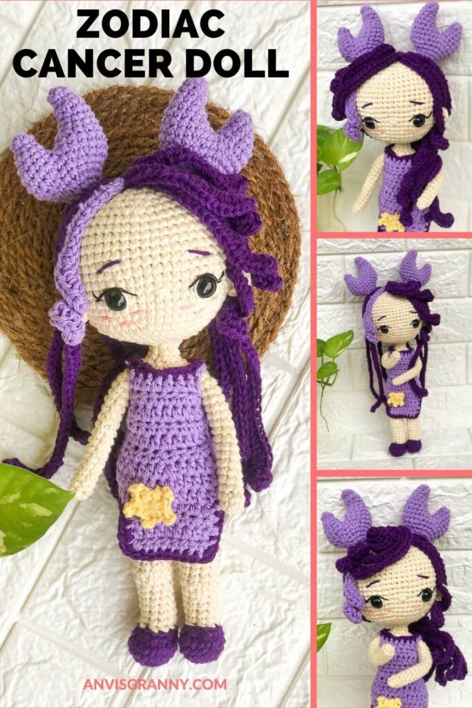Cancer zodiac amigurumi doll crochet pattern