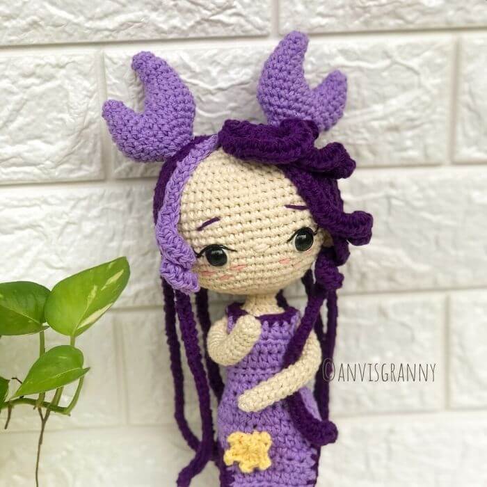 cancer zodiac crochet amigurumi doll pattern