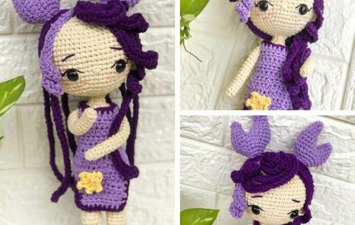 cancer zodiac crochet amigurumi doll pattern
