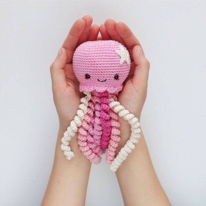 crochet amigurumi pink octopus