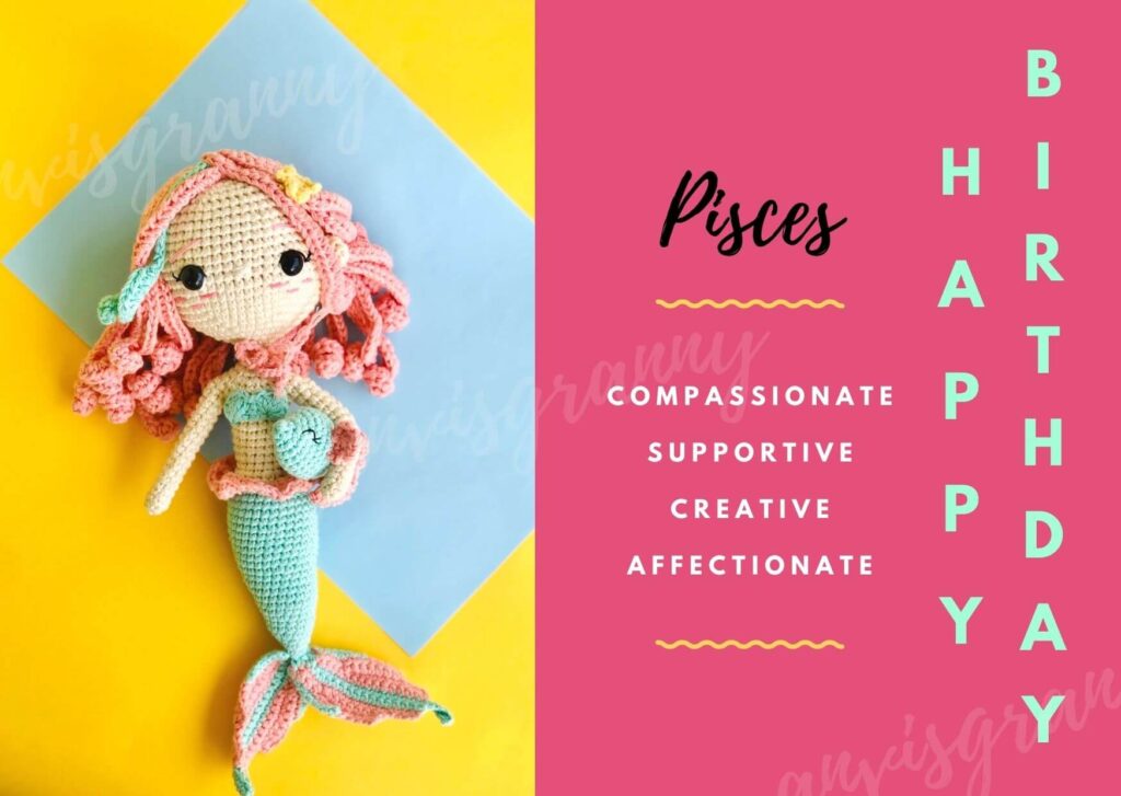 Pisces printable birthday card template