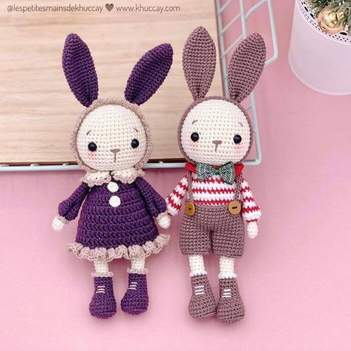 crocheted amigurumi bunny toys