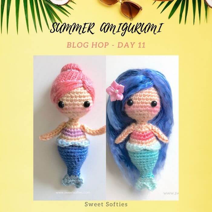 little mermaid doll amigurumi crochet keychain