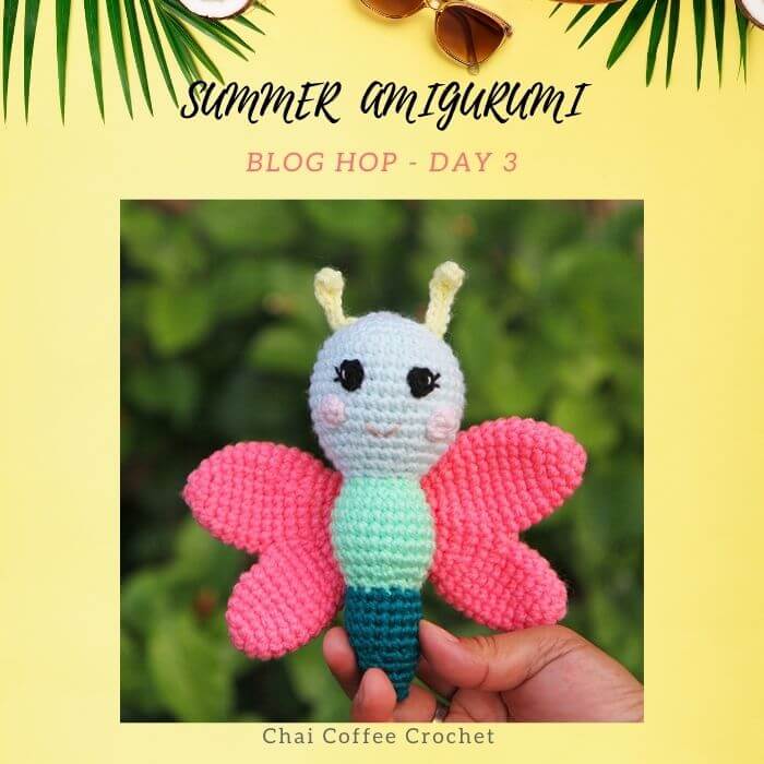 summer butterfly amigurumi crochet rattle