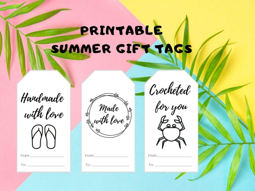 black and white printable handmade with love gift tag for summer season