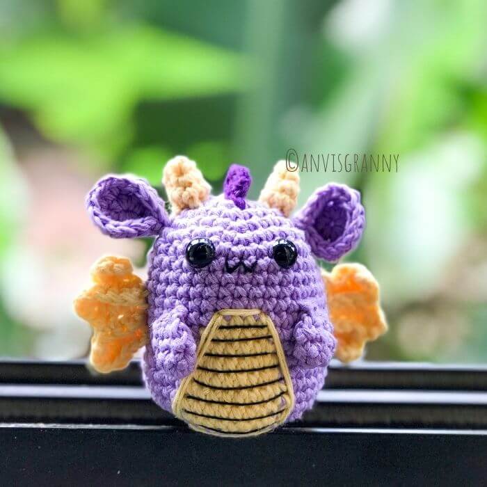 Crochet zodiac dragon amigurumi pattern and video tutorial, exclusive dragon birhtday card