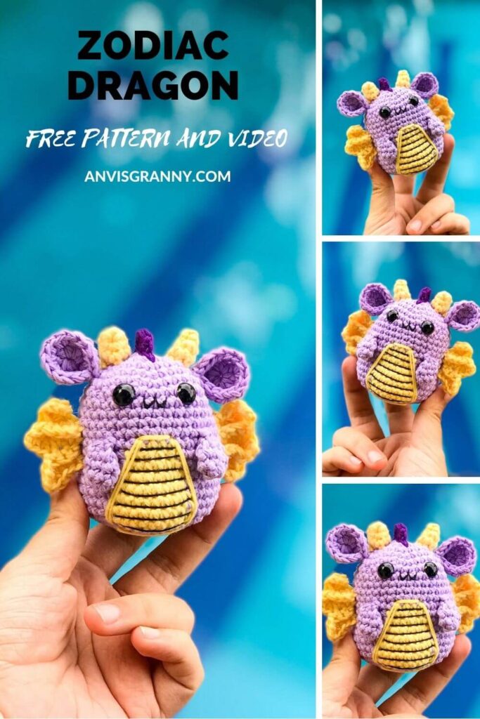 Free Zodiac Dragon amigurumi crochet pattern and video tutorial