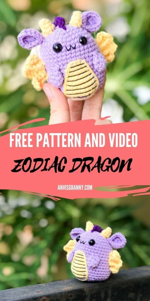 Free pattern and video of Chinese zodiac dragon amigrumi crochet