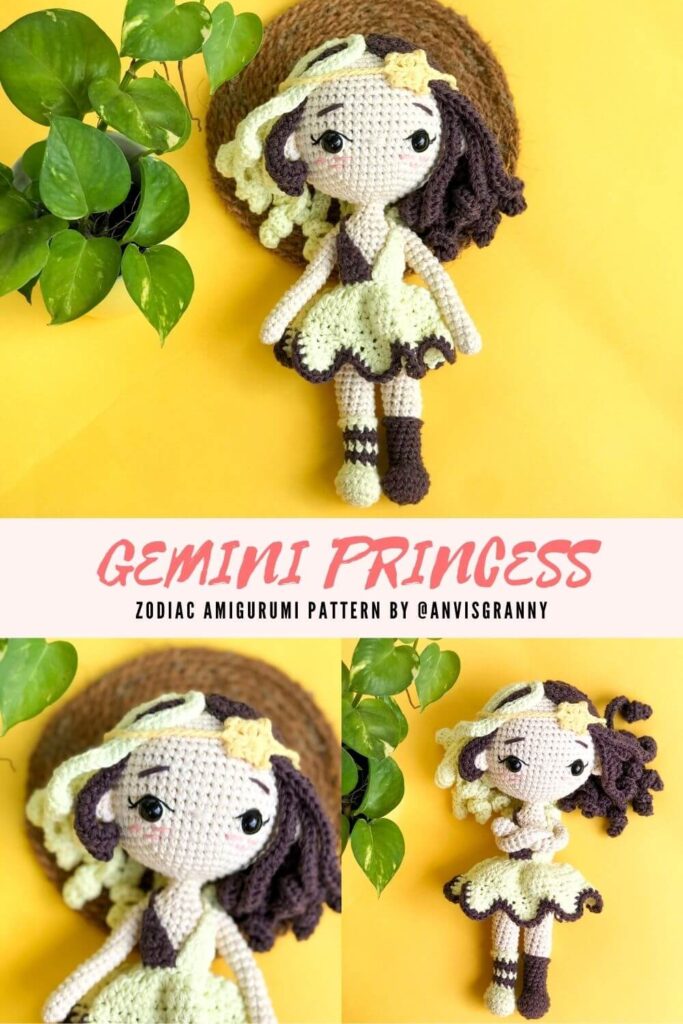 step-by-step Gemini amigurumi doll crochet pattern