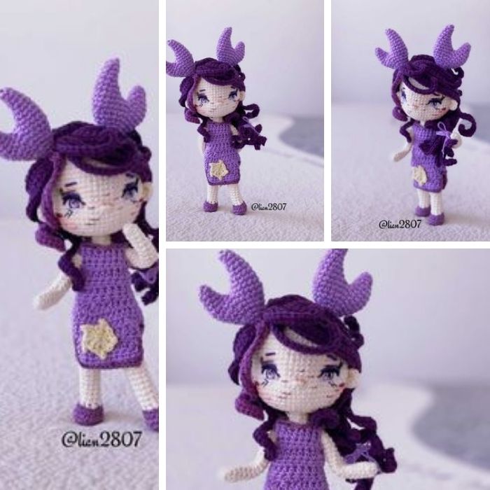 Zodiac Cancer amigurumi princess crocheted by tester 
