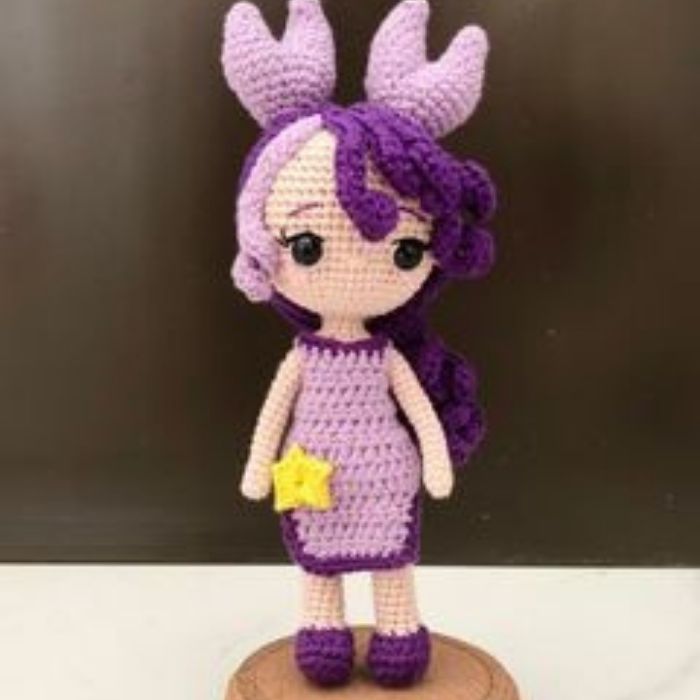 Zodiac Cancer amigurumi princess crocheted by tester
