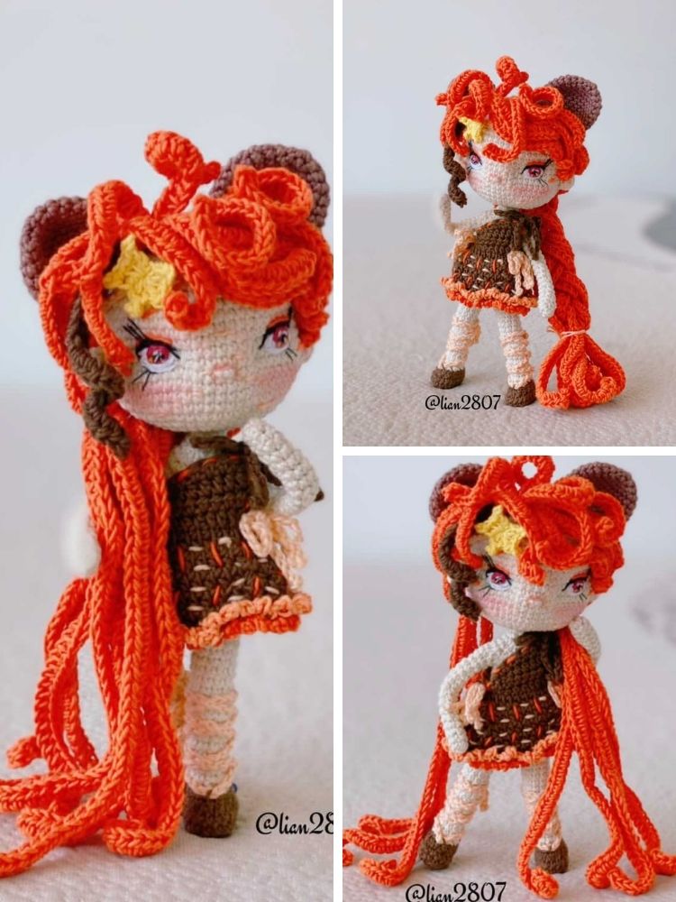 Leo Zodiac princess crochet amigurumi
