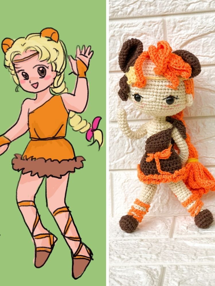 Leo Zodiac princess crochet amigurumi