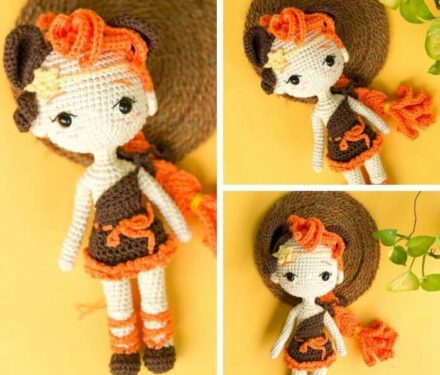 Leo zodiac princess amigurumi crochet pattern - Lion girl crochet doll pattern