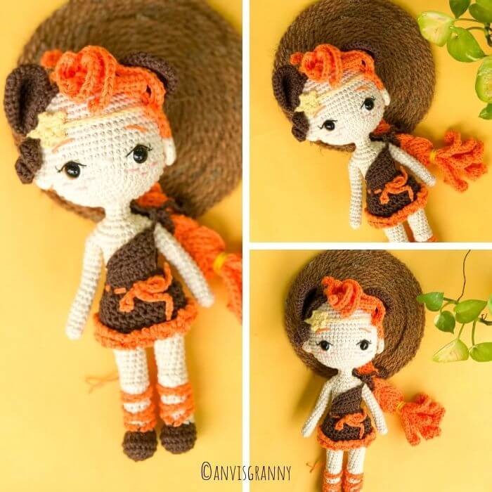 Leo zodiac princess amigurumi crochet pattern - Lion girl crochet doll pattern
