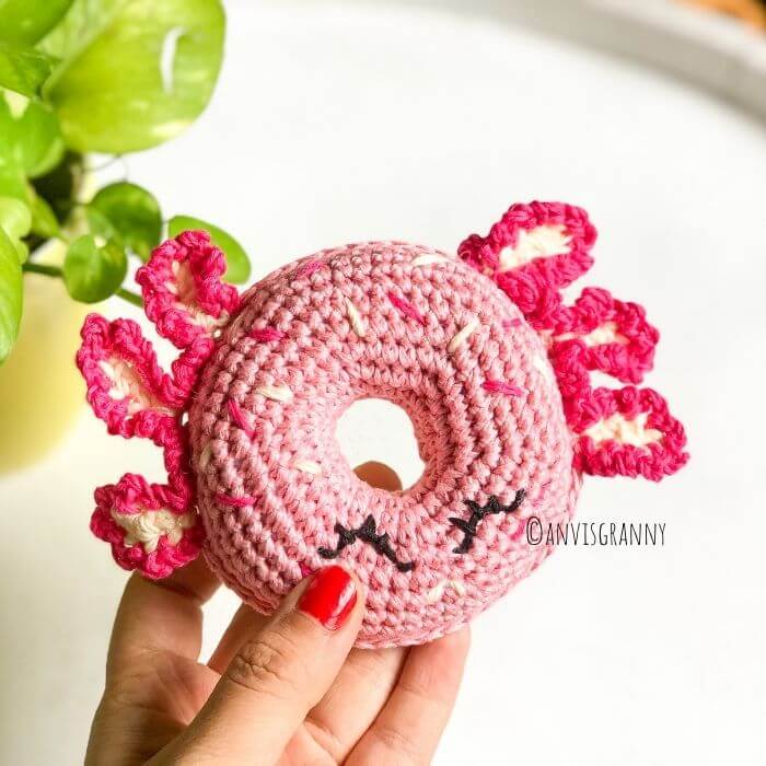 No-sew Axolotl Donut Amigurumi Crochet Pattern