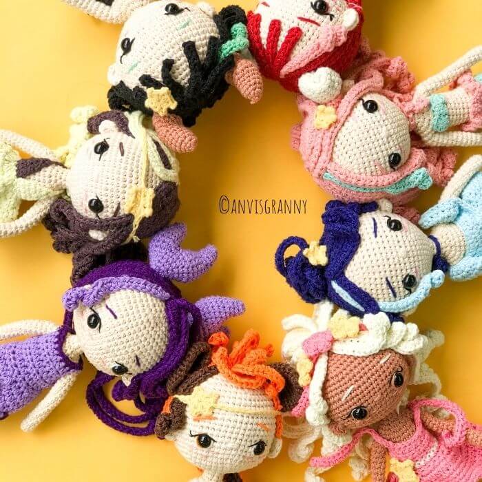 Greek Zodiac sign amigurumi doll crochet patterns