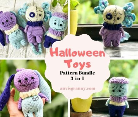 Seamless Halloween amigurumi doll crochet pattern - spooky crocheted toy pattern17
